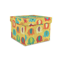 Cute Elephants Gift Box with Lid - Canvas Wrapped - Small (Personalized)