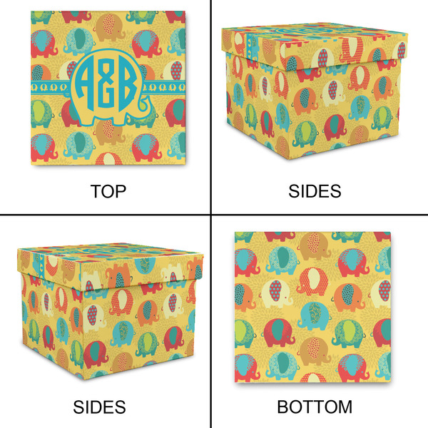Cute Elephants Gift Boxes with Lid - Canvas Wrapped - X-Large - Approval