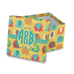 Cute Elephants Gift Box with Lid - Canvas Wrapped (Personalized)