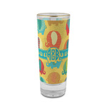 Cute Elephants 2 oz Shot Glass -  Glass with Gold Rim - Set of 4 (Personalized)