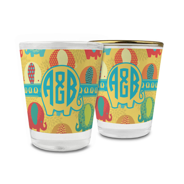 Custom Cute Elephants Glass Shot Glass - 1.5 oz (Personalized)