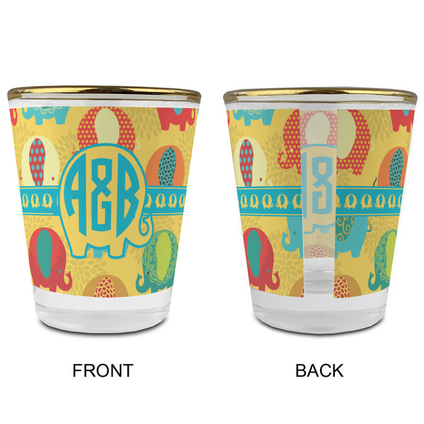 Cute Elephants Glass Shot Glass - with gold rim - APPROVAL