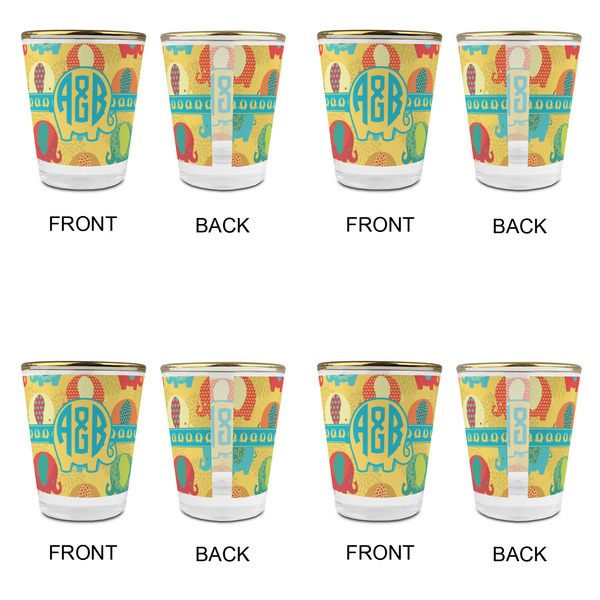 Cute Elephants Glass Shot Glass - with gold rim - Set of 4 - APPROVAL