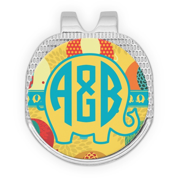 Custom Cute Elephants Golf Ball Marker - Hat Clip - Silver