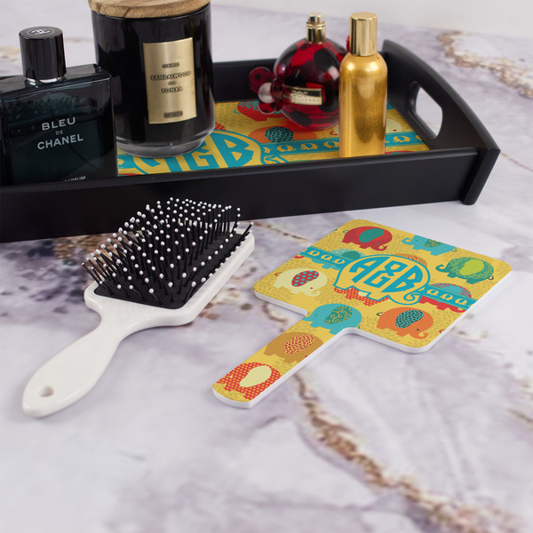 Cute Elephants Hand Mirror - With Hair Brush
