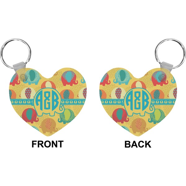 Cute Elephants Heart Keychain (Front + Back)