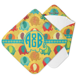 Cute Elephants Hooded Baby Towel (Personalized)