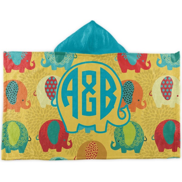 Custom Cute Elephants Kids Hooded Towel (Personalized)