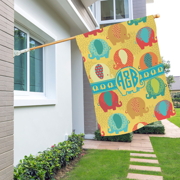 Cute Elephants House Flags - Single Sided - LIFESTYLE