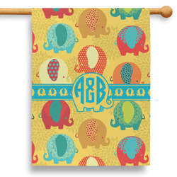 Cute Elephants 28" House Flag (Personalized)