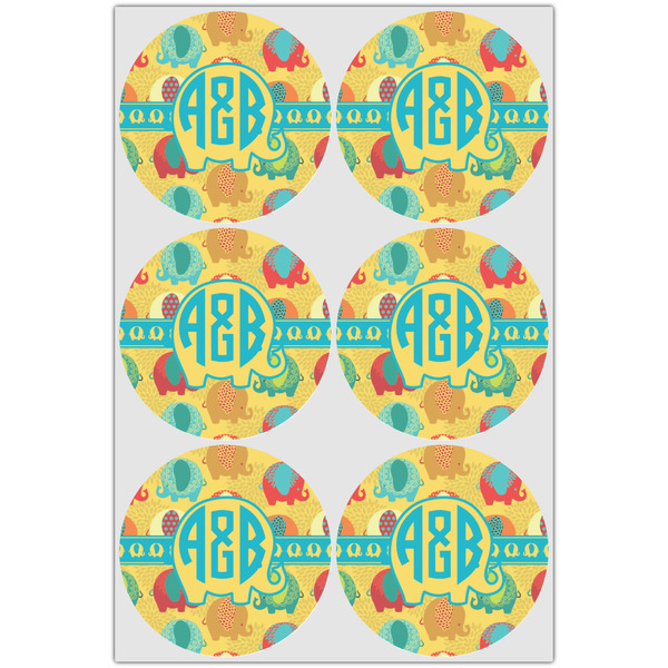 Cute Elephants Icing Circle - Large - Set of 6