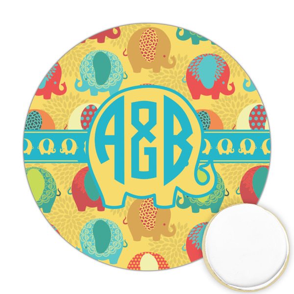 Custom Cute Elephants Printed Cookie Topper - Round (Personalized)