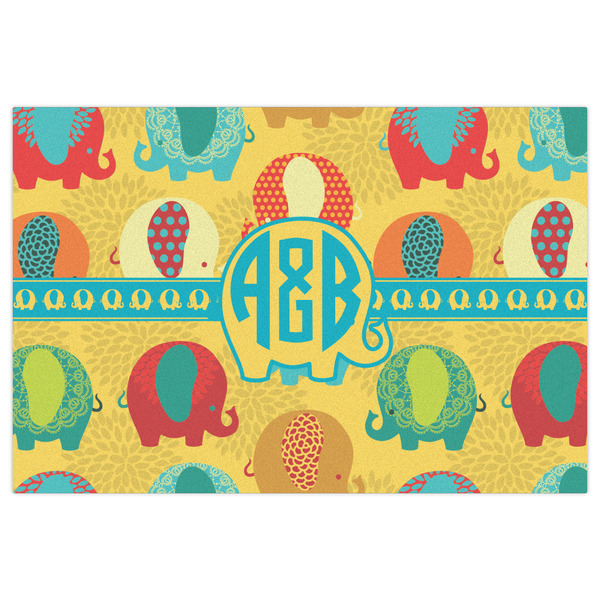 Cute Elephants Indoor / Outdoor Rug - 2'x3' - Front Flat