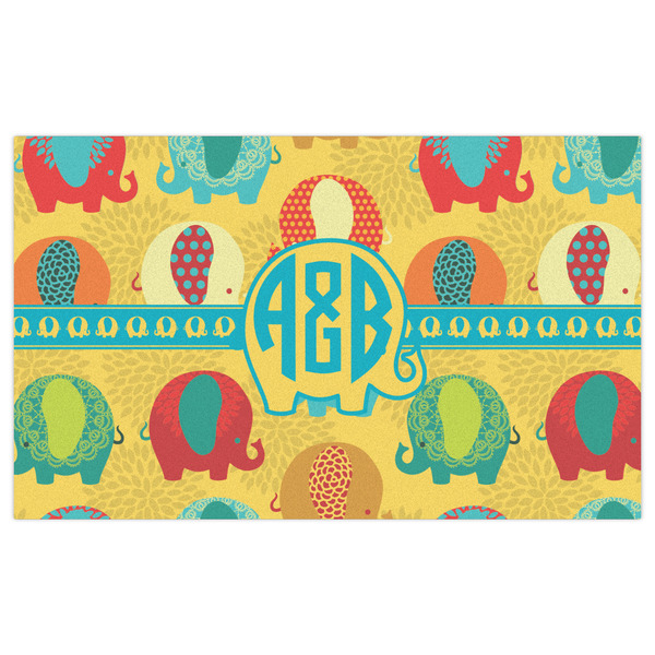 Cute Elephants Indoor / Outdoor Rug - 3'x5' - Front Flat