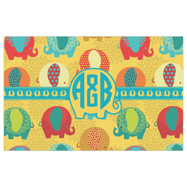 Cute Elephants Indoor / Outdoor Rug - 5'x8' - Front Flat