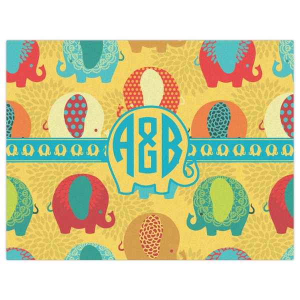 Cute Elephants Indoor / Outdoor Rug - 6'x8' - Front Flat