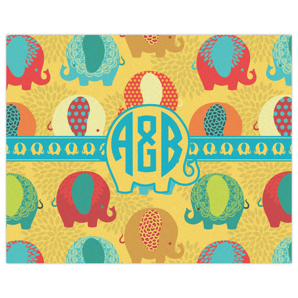 Cute Elephants Indoor / Outdoor Rug - 8'x10' - Front Flat