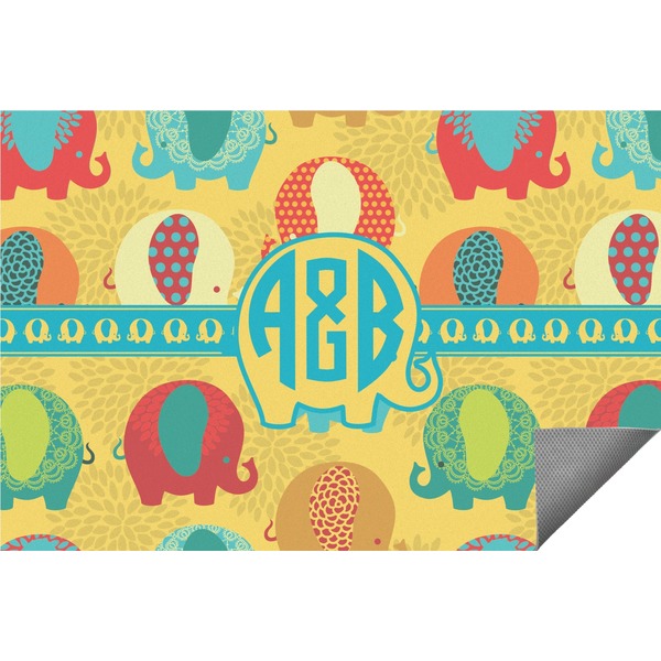 Custom Cute Elephants Indoor / Outdoor Rug (Personalized)