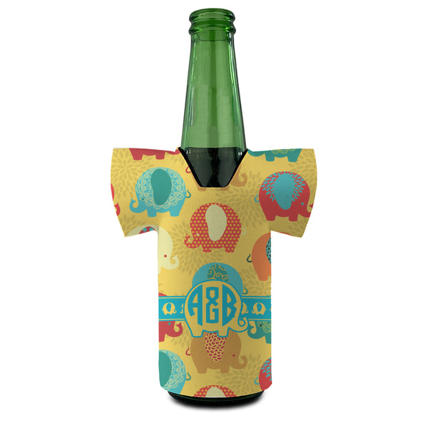 Cute Elephants Jersey Bottle Cooler - Set of 4 - FRONT (on bottle)
