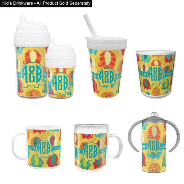 Cute Elephants Kid's Drinkware - Customized & Personalized