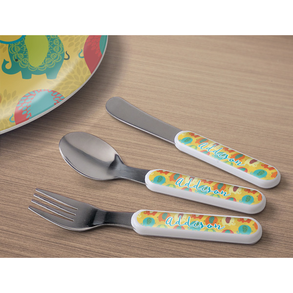 Cute Elephants Kids Flatware w/ Plate