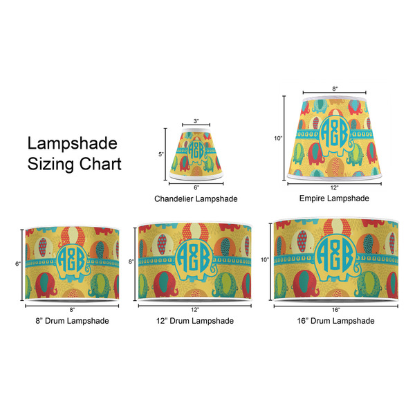 Cute Elephants Lampshade Sizing Chart