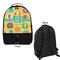 Cute Elephants Large Backpack - Black - Front & Back View