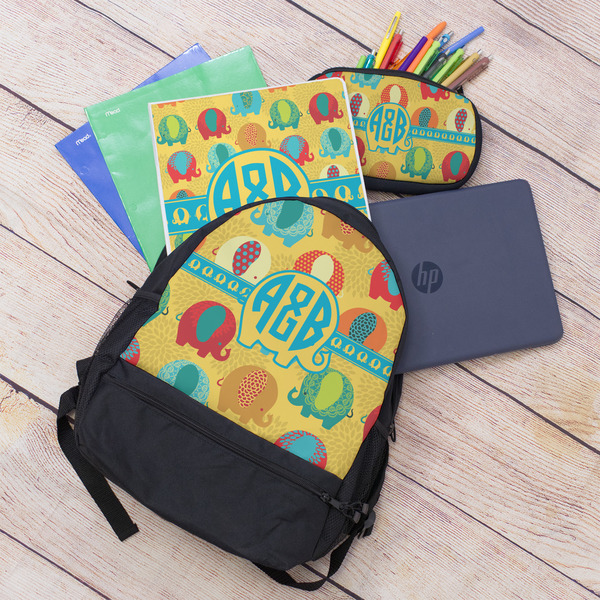 Cute Elephants Large Backpack - Black - With Stuff