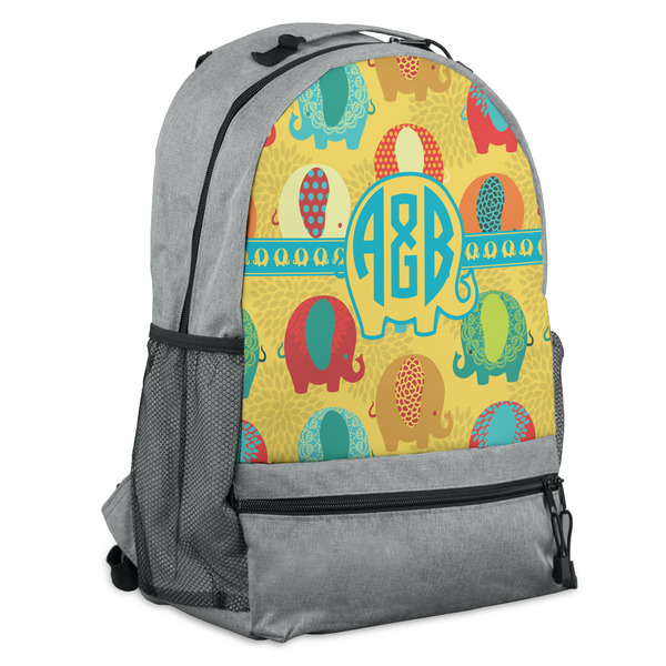 Custom Cute Elephants Backpack - Grey (Personalized)