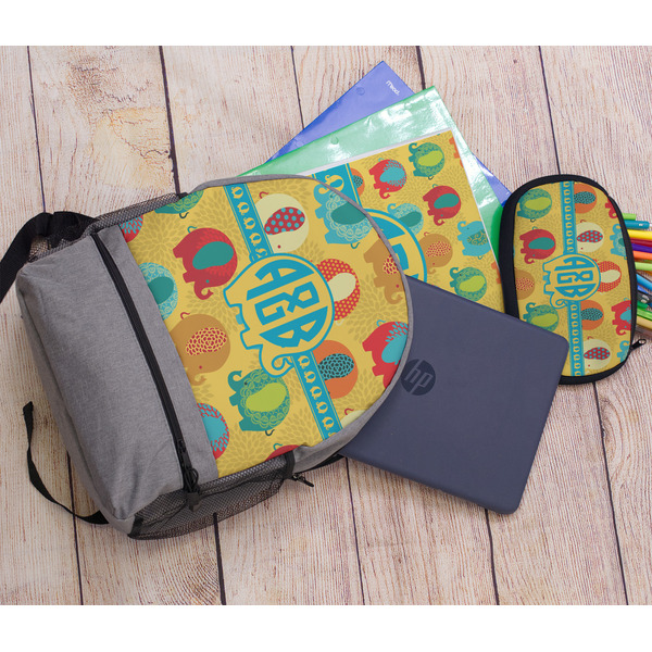 Cute Elephants Large Backpack - Gray - With Stuff