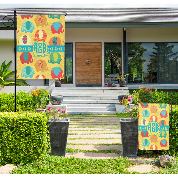 Cute Elephants Large Garden Flag - LIFESTYLE