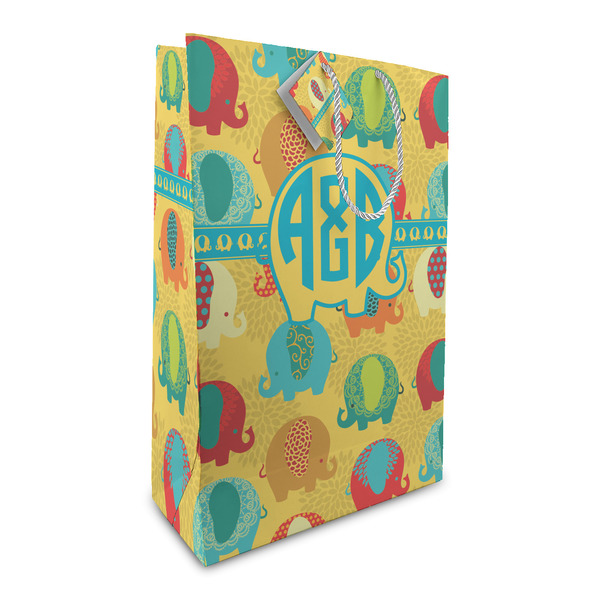 Custom Cute Elephants Large Gift Bag (Personalized)