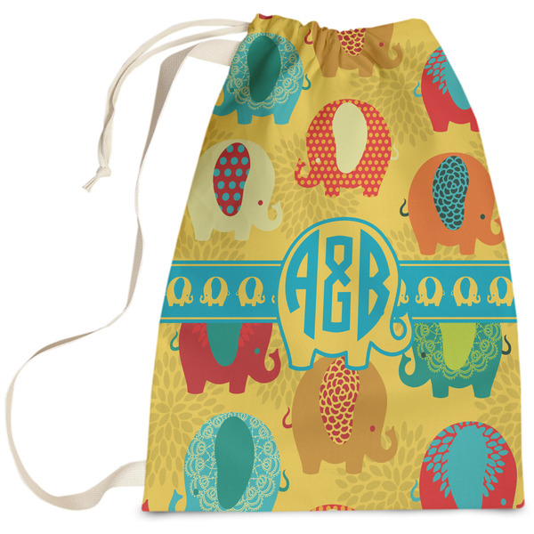 Custom Cute Elephants Laundry Bag (Personalized)