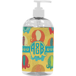Cute Elephants Plastic Soap / Lotion Dispenser (16 oz - Large - White) (Personalized)