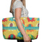 Cute Elephants Large Rope Tote Bag - In Context View