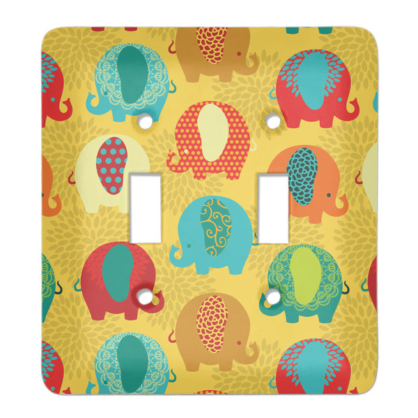 Custom Cute Elephants Light Switch Cover (2 Toggle Plate)