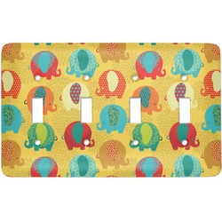 Cute Elephants Light Switch Cover (4 Toggle Plate)