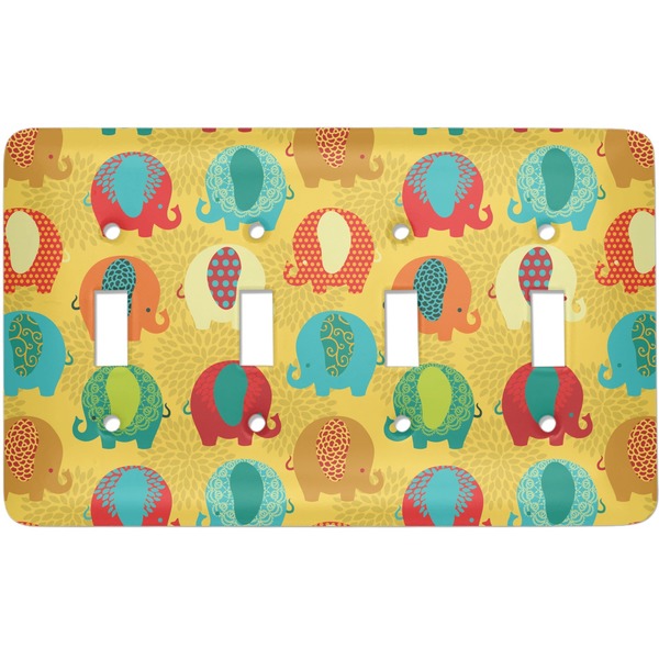 Custom Cute Elephants Light Switch Cover (4 Toggle Plate)