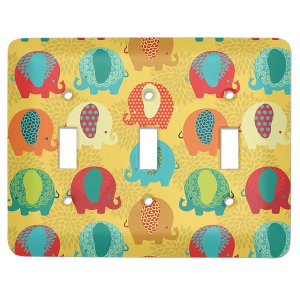 Custom Cute Elephants Light Switch Cover (3 Toggle Plate)