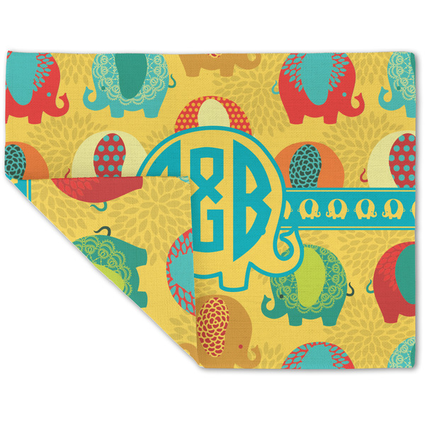 Cute Elephants Linen Placemat - Folded Corner (double side)