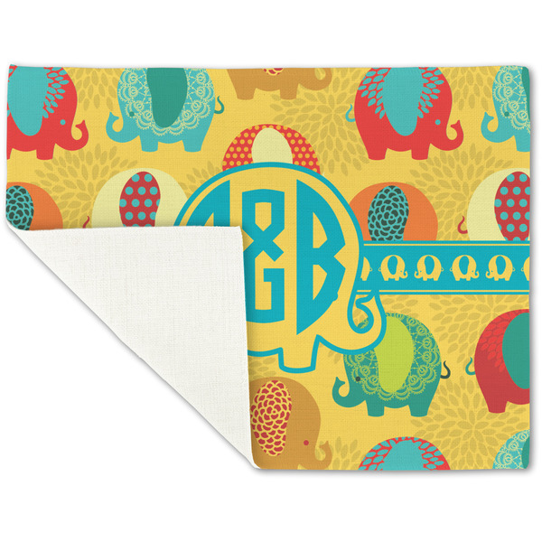 Cute Elephants Linen Placemat - Folded Corner (single side)