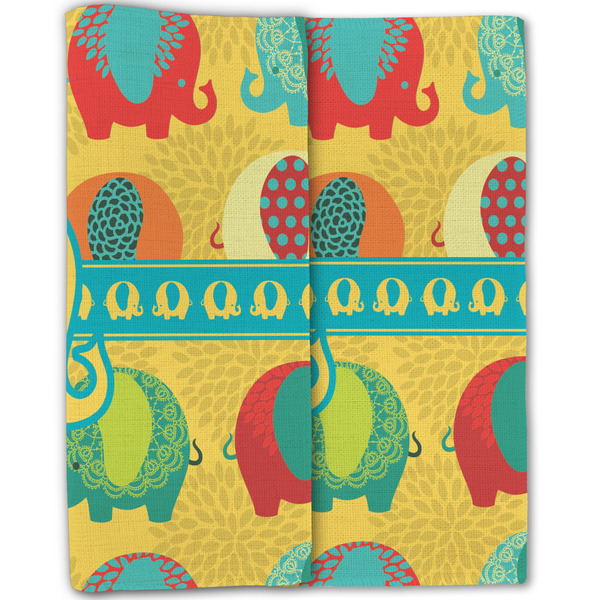 Cute Elephants Linen Placemat - Folded Half (double sided)