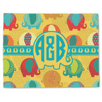 Cute Elephants Single-Sided Linen Placemat - Single w/ Couple's Names