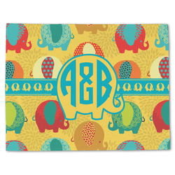 Cute Elephants Single-Sided Linen Placemat - Single w/ Couple's Names