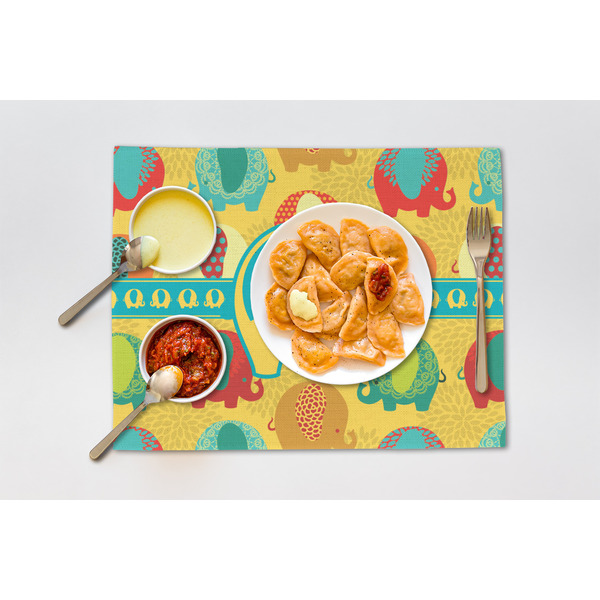 Cute Elephants Linen Placemat - Lifestyle (single)