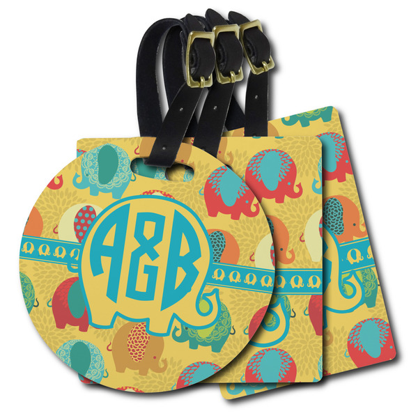 Custom Cute Elephants Plastic Luggage Tag (Personalized)
