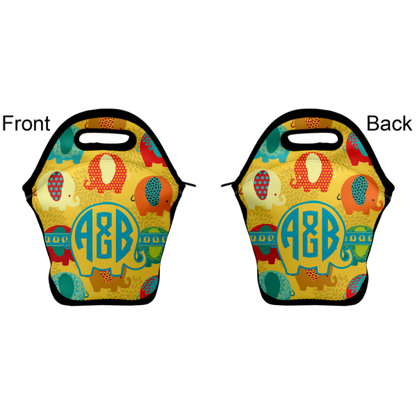 Cute Elephants Lunch Bag - Front and Back