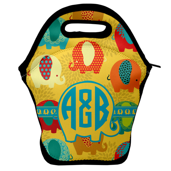 Custom Cute Elephants Lunch Bag w/ Couple's Names