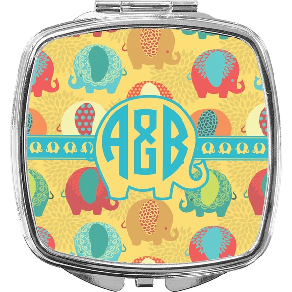 Custom Cute Elephants Compact Makeup Mirror (Personalized)