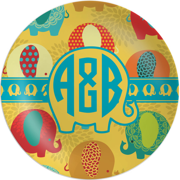 Custom Cute Elephants Melamine Salad Plate - 8" (Personalized)